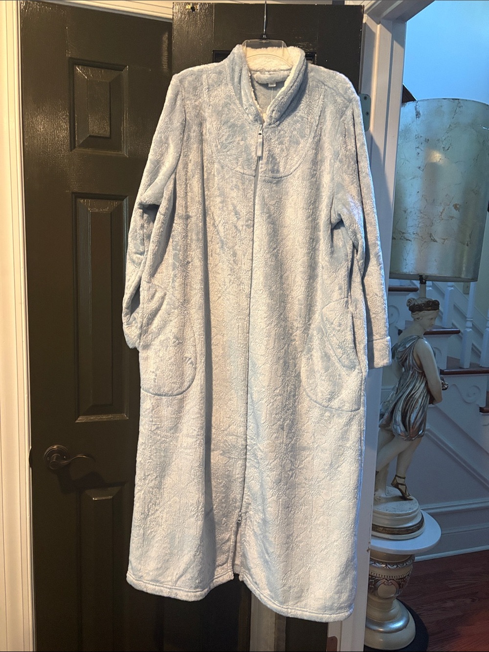 Charter Club Light Blue Plush Full-Length Zip Robe